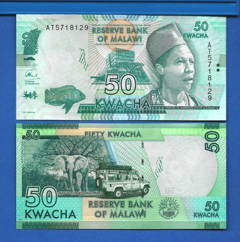 Malawi 50 Kwacha Elephants 2015 World Paper Money Currency Uncirculated Banknote Cover