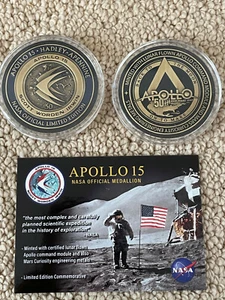 APOLLO 15, 50 Aniversario, ¡NASA VOLADO METAL! Medallón edición limitada negro - Imagen 1 de 3