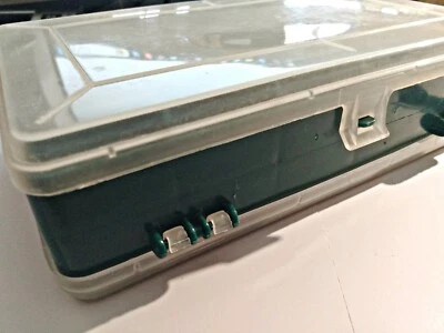 Caja de aparejos vintage de doble cara verde/claro 8,5"x5"x2,5" Foto 1 de 4