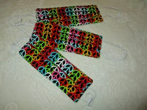 GESICHTSMASKEN ~ Erwachsenengröße ~ mehrfarbige Friedenssymbole ~ 3 Stck. Handarbeit~NEU - Bild 1 von 6