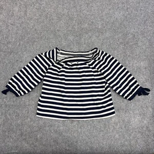 J Crew Top Damen L schwarz weiß gestreift schulterfrei 3/4 Arm Preppy - Bild 1 von 16
