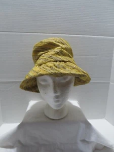 VINTAGE 60er JAHRE MOD/RETRO BUCKET STYLE HUT GELBE STREIFEN STIL - Bild 1 von 5