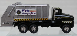 Garbage Truck 6"X1.5" Powerful Pullback Action Black Working Tailgate Diecast - Picture 1 of 5