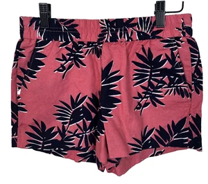 J Crew Shorts Sz 00 Pink Blue Linen Blend Palm Leaf Pull On 3" Inseam Tropical - Picture 1 of 8