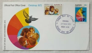Australia Christmas 1972 Stamps Official Post Office Cover First Day Cooma NSW - Foto 1 di 2