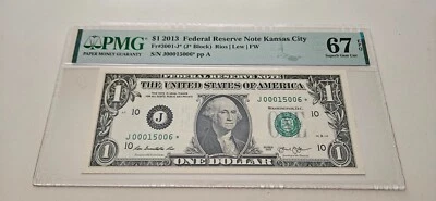 2013 Kansas City Star Note 1.00 J00015006* PMG 67 Highest Grade Known - Image 1 of 2