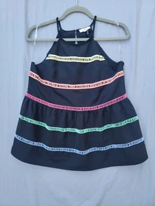 Entro Womens Size Medium Black Colorful Crochet Detail Tank Top Boho - Picture 1 of 7