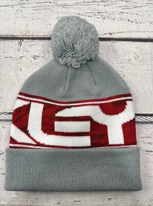 Oakley Adult Pom Beanie Wanderlust Snowboarding Winter Snowboard Gray Red New - Picture 1 of 6