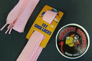 Pink Fat Flat 50" x (5/8"-3/4") JN Shoelaces Shoe Strings Piranha Records - Picture 1 of 3