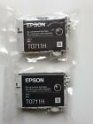 T0711h X 2 Genuine Epson Black High Capacity Ink Cartridges For Epson Stylus