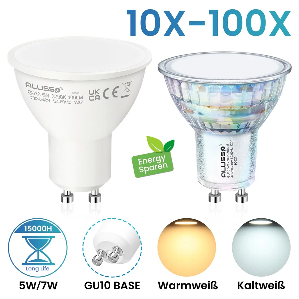 1-100X 5W 7W GU10 LED LED Lampen Leuchtmittel Glühbirne Einbaustrahler Spotlicht - Bild 1 von 4