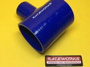 Raceworks SHT-300100BE 3.0" hose - 1.0" Spout Silicon Tee Reducer Blue - Foto 1 di 2
