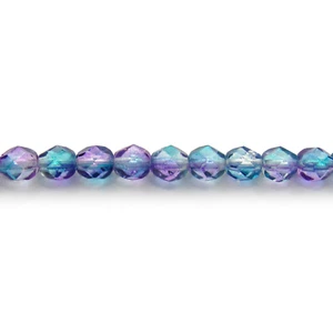 Teal/Fuchsia Two Tone - 50 6mm Round Faceted Czech Glass Fire Polish Beads - Picture 1 of 1