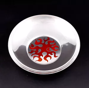 Tazón moderno de plata esterlina Georg Jensen con esmalte # C10. Diseño: Henning Koppel - Imagen 1 de 8