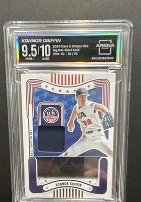 2024 Panini Stars and Stripes Signatures Konnor Griffin #SM-KG Negro Dorado/50  Foto 1 de 2