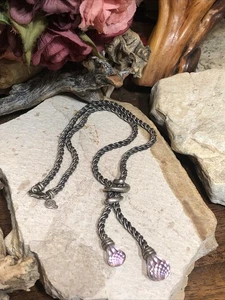 43. Vintage 925 Sterling Amethyst facettiert spitz Tropfen Enden Lariat Halskette 18", 48 g - Bild 1 von 16