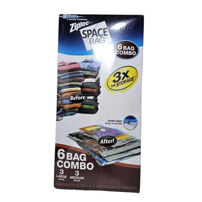 Ziploc Space Bag 6 bolsas combo - 3 grandes 3 medianas Foto 1 de 4