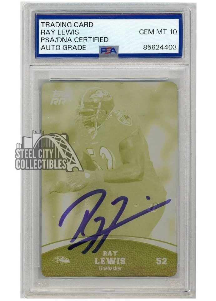 Placa de impressão autografada Ray Lewis 2011 Topps Rising Rookie #47 1/1 PSA/DNA 10 - Imagem 1 de 1