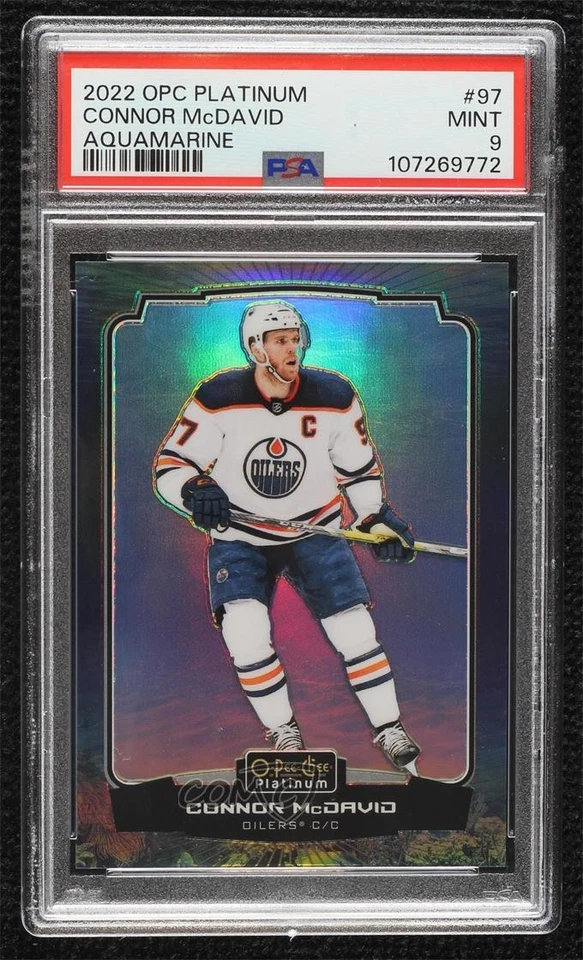 2022-23 O-Pee-Chee Platinum Aquamarine /149 Connor McDavid #97 PSA 9 MINT - Image 1 of 2
