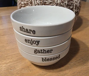 Maison Blanc Bowls - Set of 4 - White Porcelain - Farmhouse CottageCore EUC - Picture 1 of 6