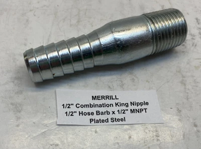 MERRILL 1/2" Combination King Nipple (1/2" Hose Barb x 1/2" MNPT) - Steel - - Image 1 of 4
