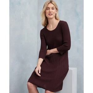Eileen Fisher Washable 100% Merino Wool Scoop Neck Dress Maroon Size Small - Picture 1 of 5