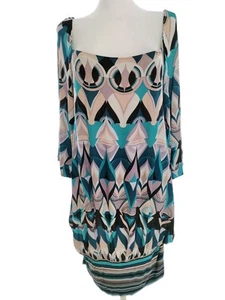 Miss sixty Size M Grey Knee-Length Shift Dress Viscose Sleeve 3/4 Logo - Picture 1 of 5