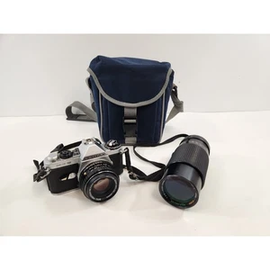 Pentax ME Super SLR Film Camera w 1:1.7 50mm & 1:4.0 Sears Lens Bag - Picture 1 of 21