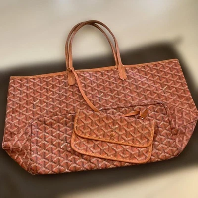 Bolsa tote vintage Goyard Saint Louis PM laranja marrom lona couro - Imagem 1 de 4