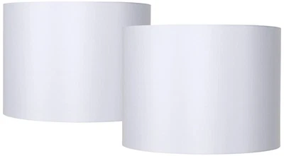 Juego de 2 pantallas de lámpara de tambor blancas medianas 16x16x12 araña con arpa y remate Foto 1 de 4