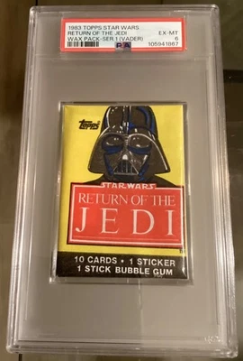 1983 Topps Star Wars Return of the Jedi Series 1 Sealed Pack Darth Vader PSA 6 - Image 1 of 3