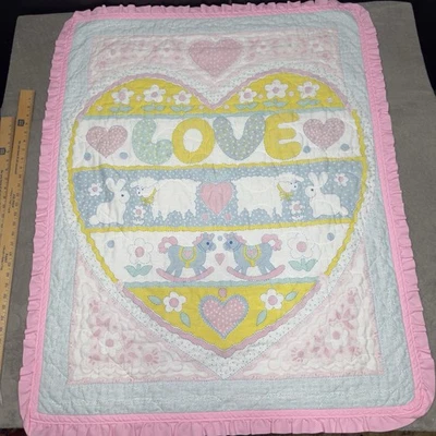 Manta reversible con volantes edredón bebé de colección rosa mecedor caballo cottagecore Foto 1 de 4