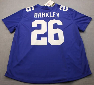 Saquon Barkley 纽约巨人队老鹰队耐克女式蓝色 NFL 球场球衣衬衫全新带标签 XL — 第 1/4 张图片