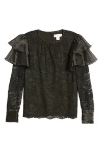💕 RACHEL PARCELL 💕 XS 💕 Lace Flutter Sleeve Top NEW AUTH 💕 #A251 - Picture 1 of 6