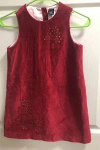 Gap Girls Sz S 5-6 Red Velveteen Sleeveless Lined Beaded Cutout Dress (L8) - Picture 1 of 7