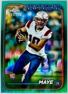 2024 Topps Chrome Drake Maye Rookie RC Green Refractor #031/250 PATRIOTS QB - Picture 1 of 4