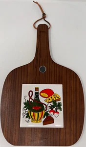 Mid Century Hardwood & Tile Cheese Board Charcuterie Retro - Picture 1 of 7