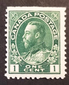 Stamps Canada Mint: #104as 1c dk. green Admiral with str. edge F/VF MNH - Picture 1 of 1