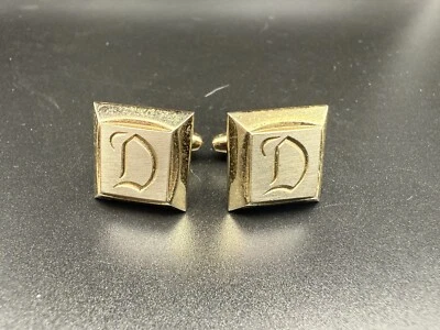 D Monogram Initial Letter Vintage HICKOK USA Cuff Links david darren dick H7 - Image 1 of 4
