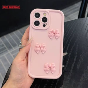 3D Pink Cute Butterfly Silicone Soft Phone Case for Iphone 16 15 14 13 12 11 Pro - Picture 1 of 13