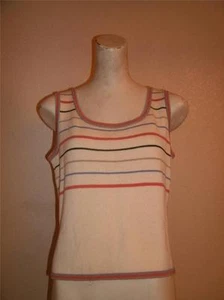 St. John Sport  Beige Brown Multicolor Stripe Sleevless Sweater Cami  Top Size P - Picture 1 of 1