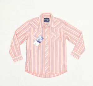 Wrangler Women's Western Pearl Snap Shirt Long Sleeve Cotton Salmon Pink Size M - Picture 1 of 8
