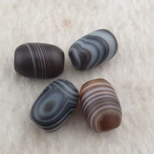 Amazing Natrual Eyes Himalayan Tibetan Suliemani Agate Beads Lot of 4 - Picture 1 of 23