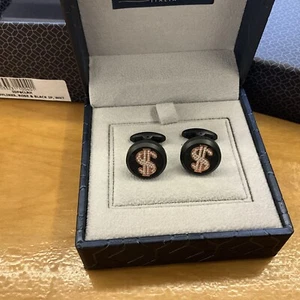 MONTEGRAPPA ROSE GOLD BLACK CASH CUFFLINKS