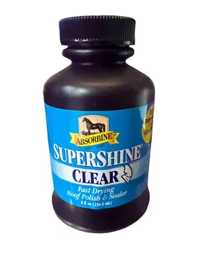 ABSORBING Absorbine Supershine Clear Fast Drying Horse Hoof Polish & Sealer 8 oz NEW 3/28