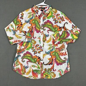 Ralph Lauren Blouse Womens Large Colorful Paisley Long Sleeve Button Up LRL GUC - Picture 1 of 12