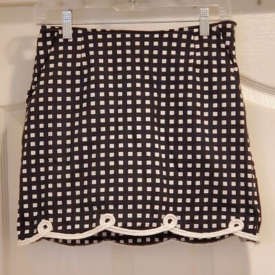 Golftini Skort Womens 00 The Ace Black White Check Cotton Blend 28" Waist VGUC  - Imagem 1 de 4