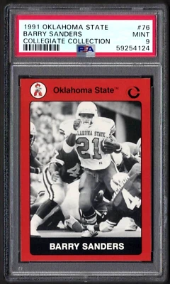1991 OKLAHOMA STATE COLLEGIATE COLLECTION #76 BARRY SANDERS PSA 9 MINT #59254124 - Image 1 of 2