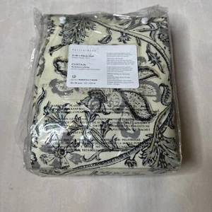 Pottery Barn HAYLIE PRINT Linen/Cotton Curtain 50" x 84" GRAY New 026 - Picture 1 of 2