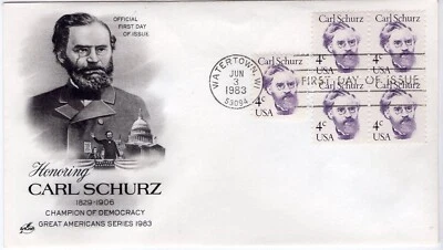 USPS FDC #1847 1983 4¢ Carl Schurz Great Americans Series ArtCraft ST2700 - Image 1 of 2